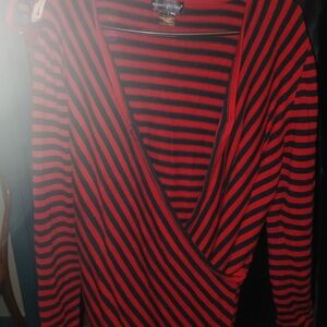 Moonlight Bay Red and Black Striped Women's Sweater